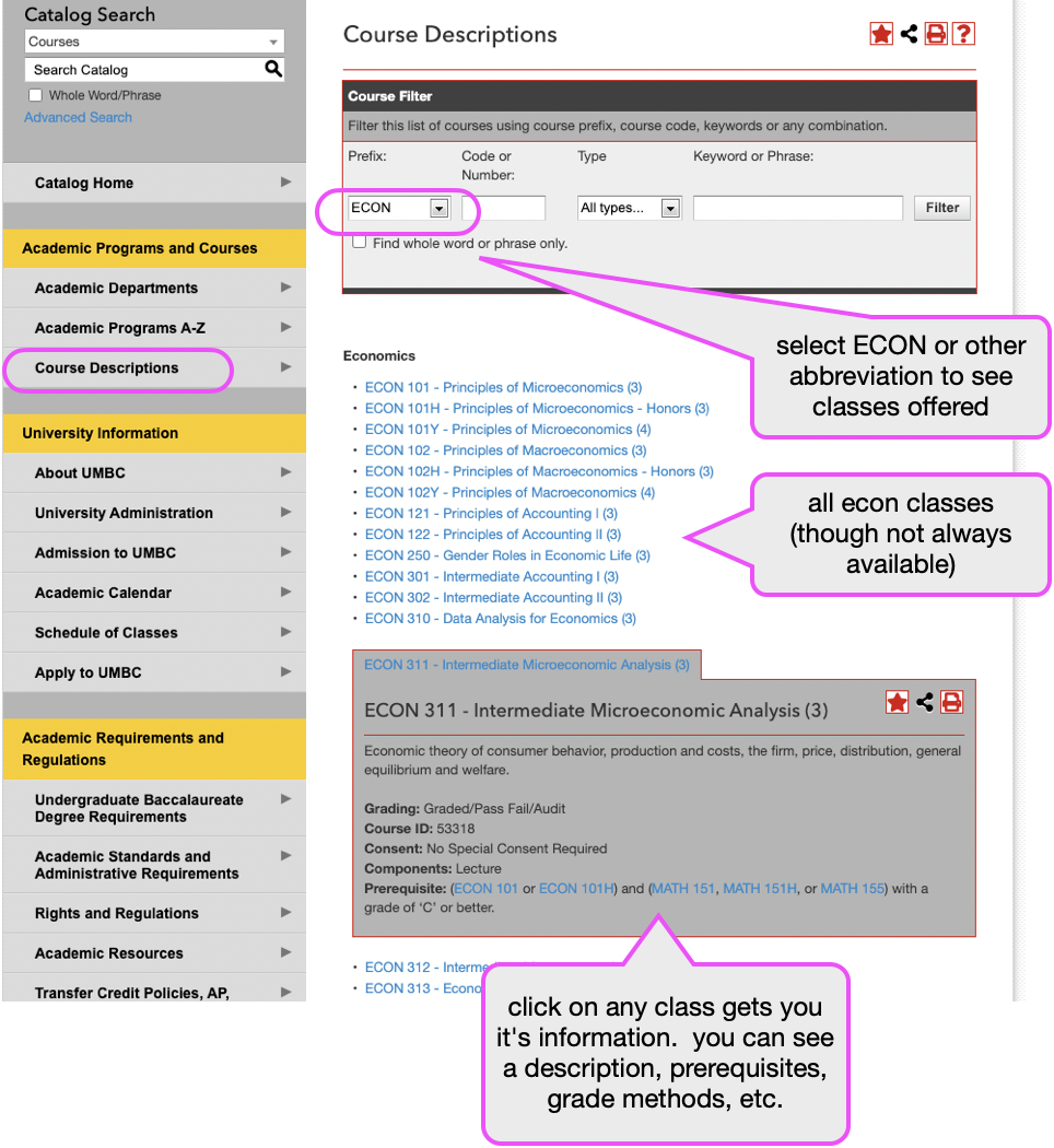 Course Descriptions and Prerequisites